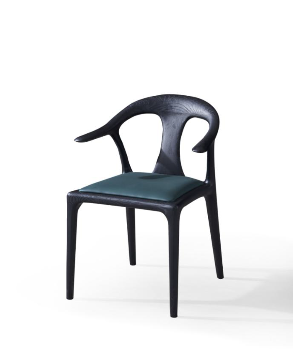 Charine Ash Wood Dining Chair in Black