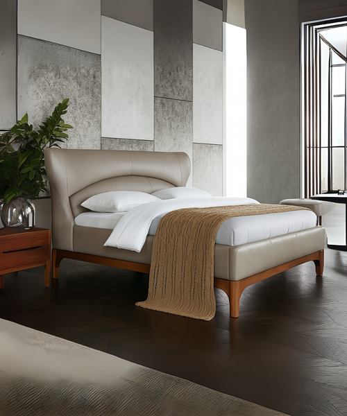 Amrose Genuine Leather Bed